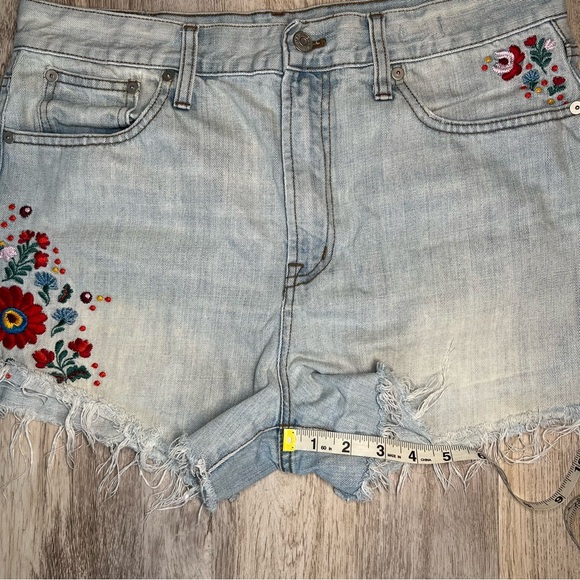 Madewell Embroidered Light Blue Denim‎ Shorts Size 29 - Picture 9 of 13